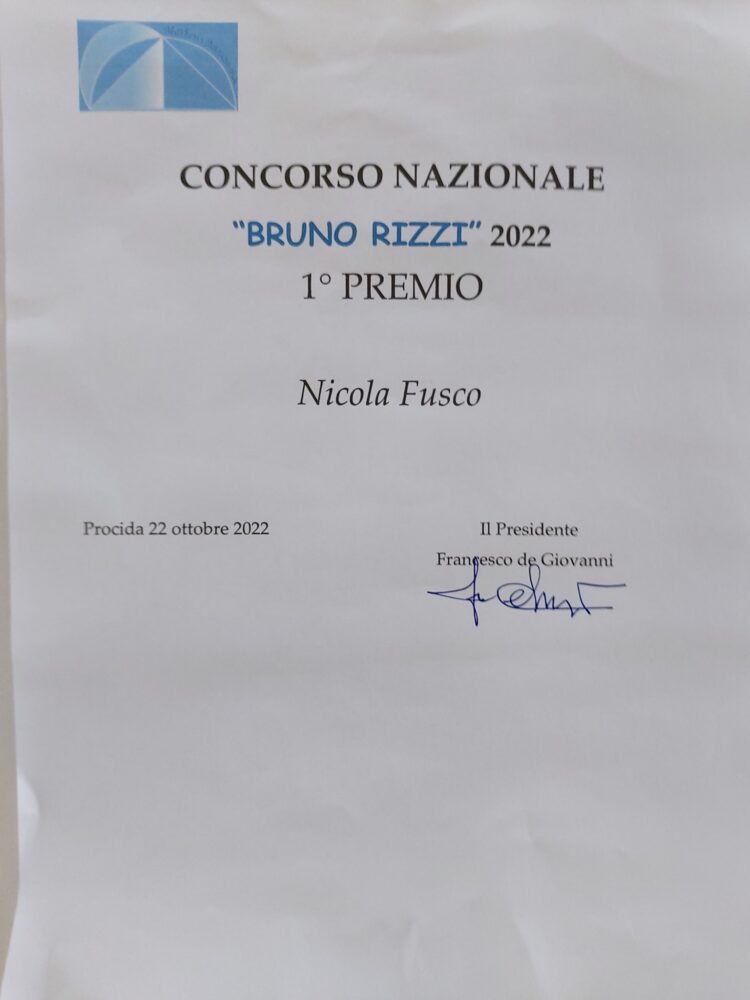 Bruno Rizzi Vincitore del Concorso Nazionale “Bruno Rizzi” 2022, Nicola Fusco ...